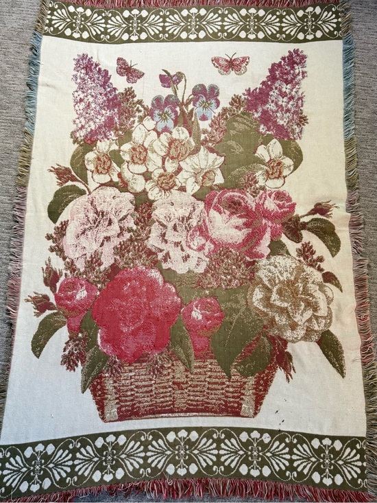 Other - Floral Butterfly Woven Tapestry Throw Blanket Cottagecore 44 x 65